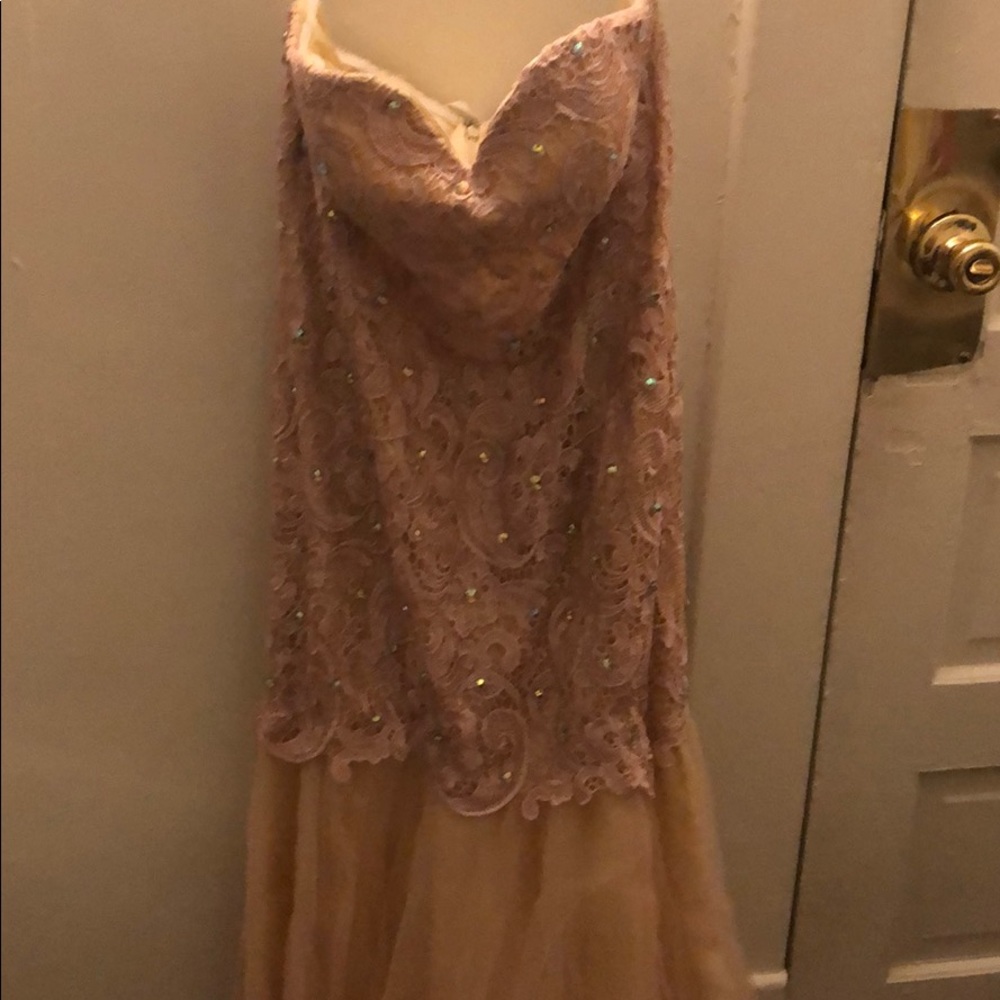 LIGHT PINK RHINESTONE MERMAID PROM DRESS